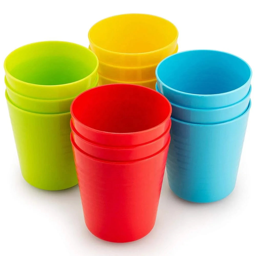 12 Pack Rainbow 4 Color Unbreakable BPA Free Thickness 8 OZ Reusable Kids Plastic Drink Cup for Water Juice Milk Beverage