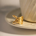 Statement Stainless Steel Ring No Tarnish 18k Gold Titanium Adjustable Ring