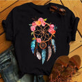 Fashion Feather Dreamcatcher T Shirt Women Harajuku Graphic Tees Shirt Femme Dream Catcher Women's T-shirt Clothes Tops
