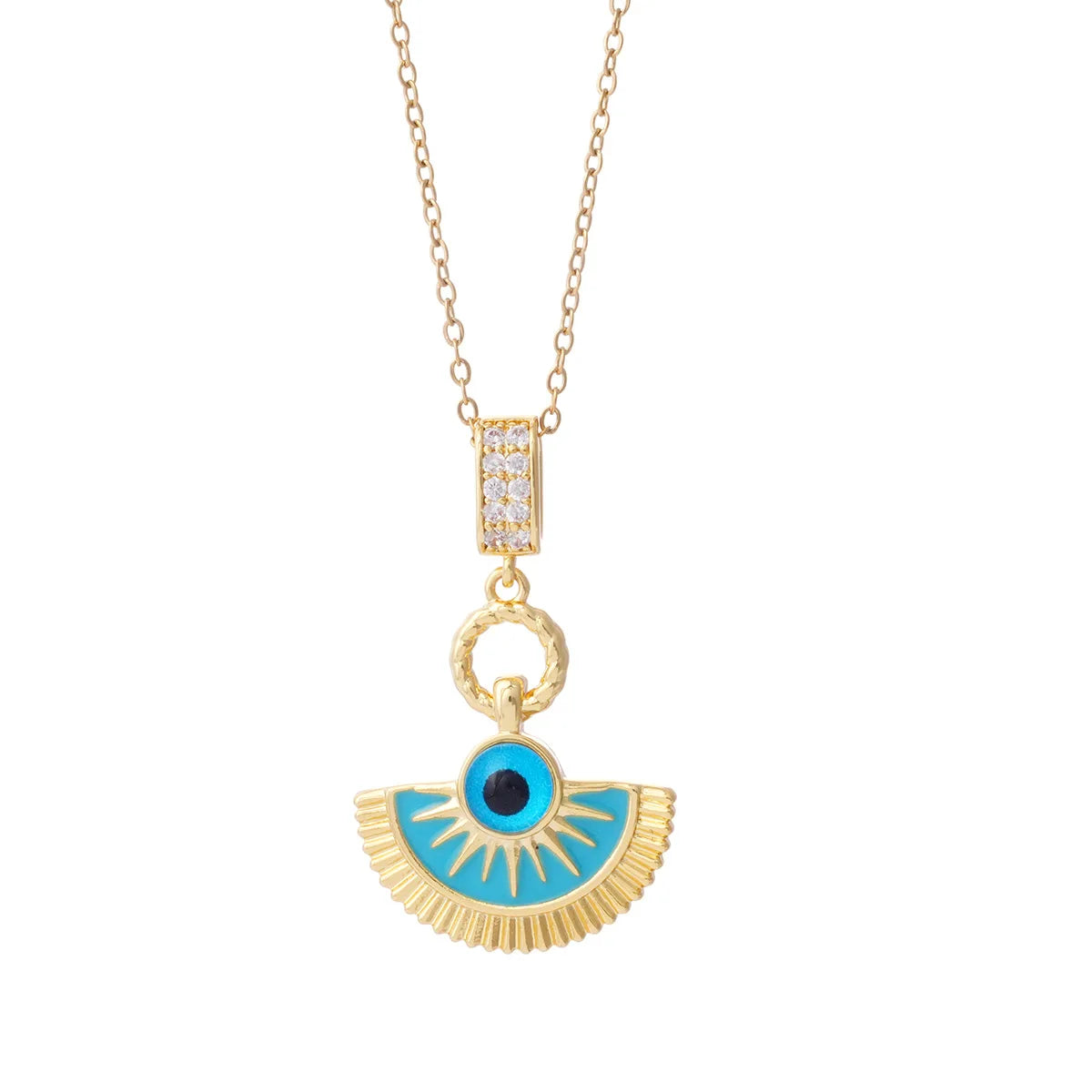 Unisex 18K Gold Silver Plated Devil's Eye Pendant Classic Geometric Charm Stainless Steel Necklace Zircon Copper Anniversary