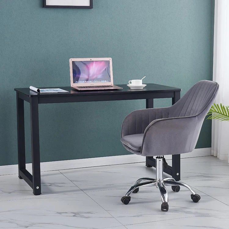 Simple Modern Steel Wood Computer Desk Stainless Steel Frame High Load Bearing Solid Wood Particle Board Desktop Computer Desk