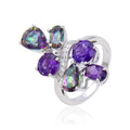 Abiding Cluster Muti Gemstone Fashion Silver 925 Wholesale Rings Natural Mystic Quartz and Amethyst Jewelry for Women