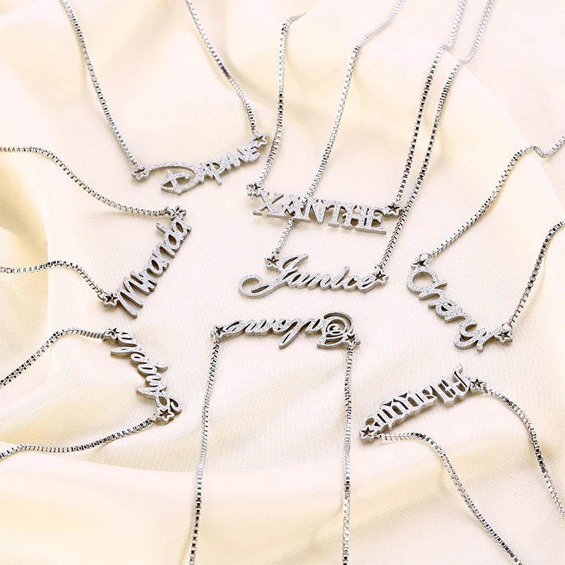 Link Chain for Women Fine Jewelry Pave Setting Cz Sparkling Letter Mama Charm Necklaces