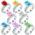 Jewelry Suppliers Luxury Sterling Silver 925 Ring Square Engagement Rings Wedding Solitaire Simple Jewelry for Women Silver Ring