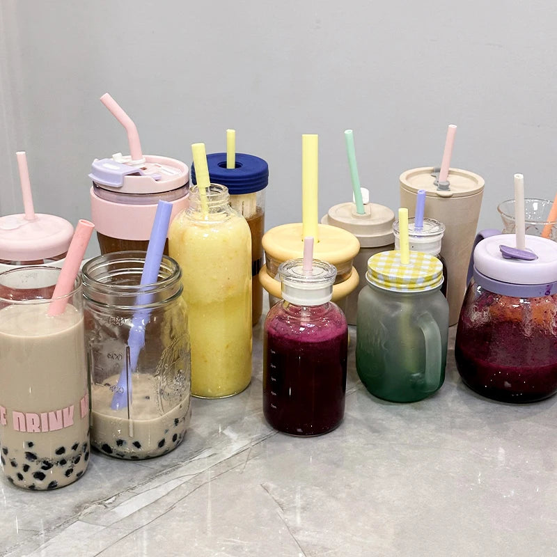Hot Sale Reusable Silicone Straws Organic Foldable Drinkware Accessories for Drinking Bottle Juice