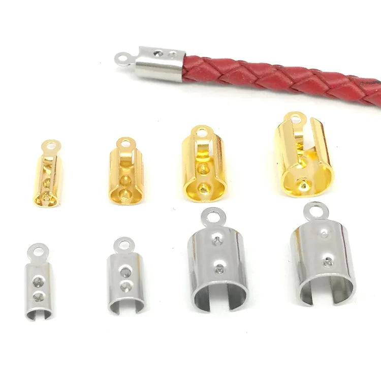 Wholesale Stainless Steel Jewellery Findings Connector End Clip Lock Clasp for Leather Rope Bracelet Making