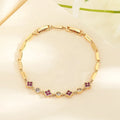 New Brass Design Girl Bracelets Women Purple Four-Leaf Clover 18K Gold Friendship Bracelet Ladies With Jewelry