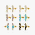 FUAMAY 925 Silver Opal Three Flower Stud Earrings for Women Turquoise Earrings Flower Stud Earrings