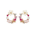S925 Silver Cute Stud Earrings Needle Fairy Wreath Pastoral Style Pearl Rhinestone Summer Daily