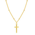Wholesale Fashion Jewelry 925 Sterling Silver Cross Charm Round Bead Ball Chain Gold Plated Necklaces Jewelry for Women