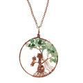New Fashion Natural Crystal Stone Tree of Life Wire Wrapped Lassock Pendant Necklace Gemstone Jewelry Pendant  Necklace