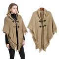 Womens Shawl Coat Classic Wrap Hooded Cape Warm Knit Hooded Cape Soft and Comfortable Warp Knitted Adult Polyester Winter Plain