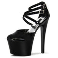 Black Round Head 17 cm Thin Heel Ultra-high Heel Platform Fashion Pole Dance Women's High Heels Fashion Large Shoes