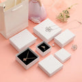 Paper Cardboard Jewelry Packaging Boxes Customized Logo Leatherette Base and Lid Paper Box Mini Necklace Jewelry Box