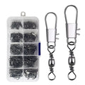 210pcs/box Lake Use Fishing Rolling Barrel Swivels with Stainless Steel Duo Lock Snap Connector Fishing Tackle