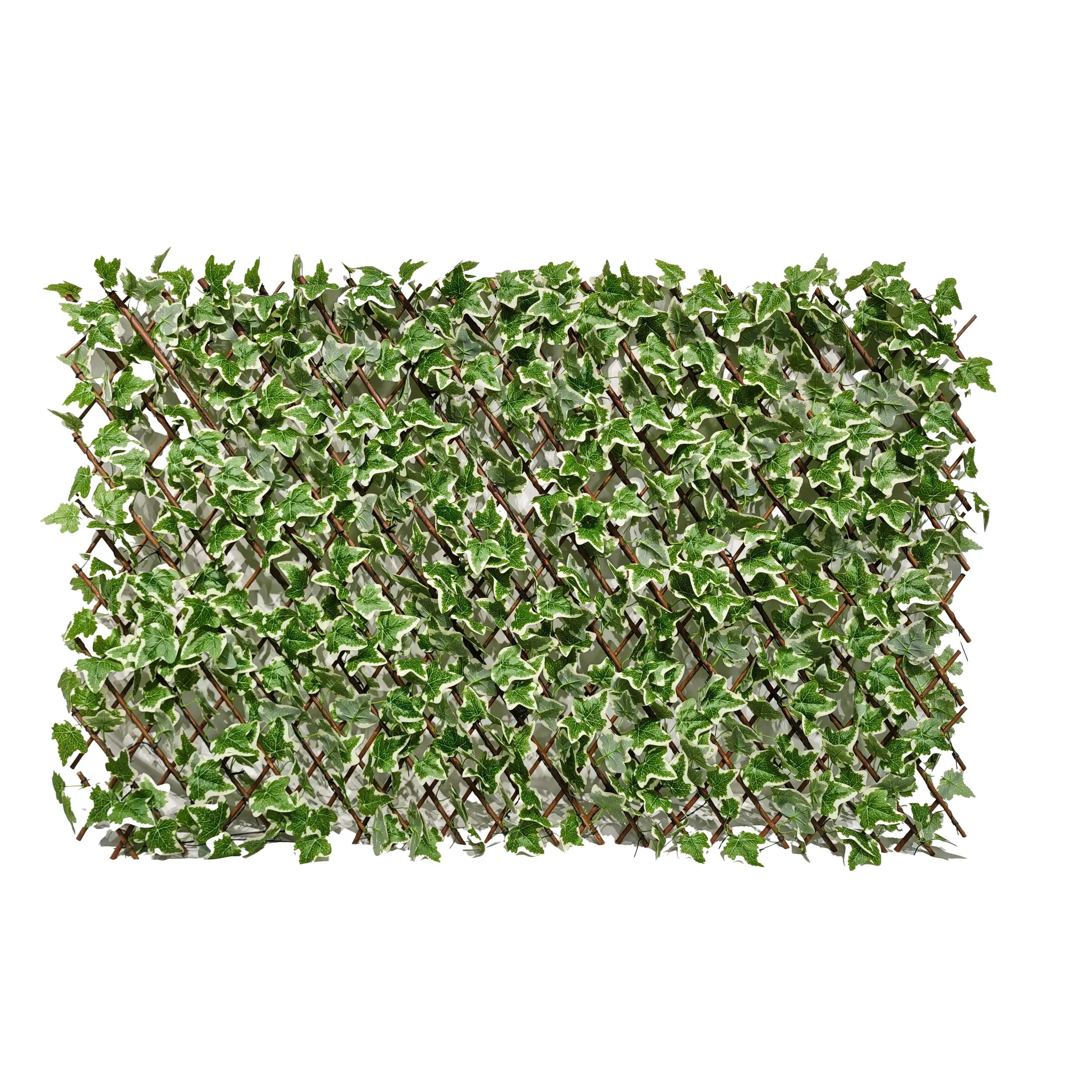 In Stock Green Leaf with White Edge LED Light Decorative Expandable Artificial Wood Fence Heat Treated Without MOQ