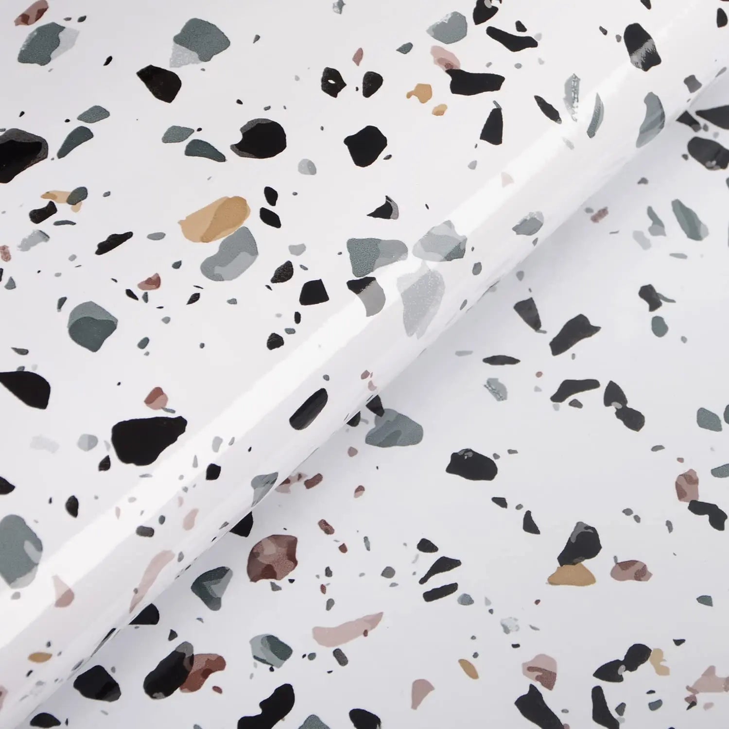 White Marble Granite Countertop Contact Paper Waterproof Vinyl Terrazzo Wallpaper Peel and Stick Kitchen Counter Wall Paper Roll