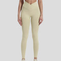 2025 New V-Shape Cross-Waist Breathable Yoga Pants Quick-Drying Elastic Outdoor Fitness with Drawstring Closure Naked Feeling