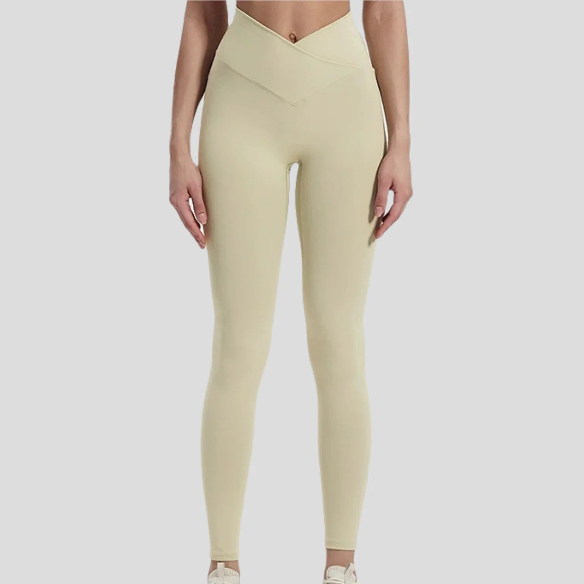 2025 New V-Shape Cross-Waist Breathable Yoga Pants Quick-Drying Elastic Outdoor Fitness with Drawstring Closure Naked Feeling