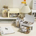 Rotating Transparent Plastic Makeup Brush Holder Desktop Jewelry and Lipstick Organizer for Women and Girls
