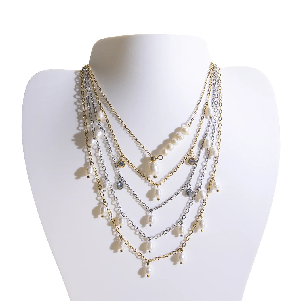 JUSNOVA Ladies Necklace 18K Gold-Plated Brass & Stainless Steel Fine Chain with Lobster Clasp Elegant Link Chain Necklace