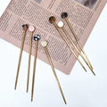 MIO 6" Acetate  Round Chip Design Copper Metal Hair Stick  for Women Lady  Long Hair Hairpins Disk Fashion Hair Updo Making
