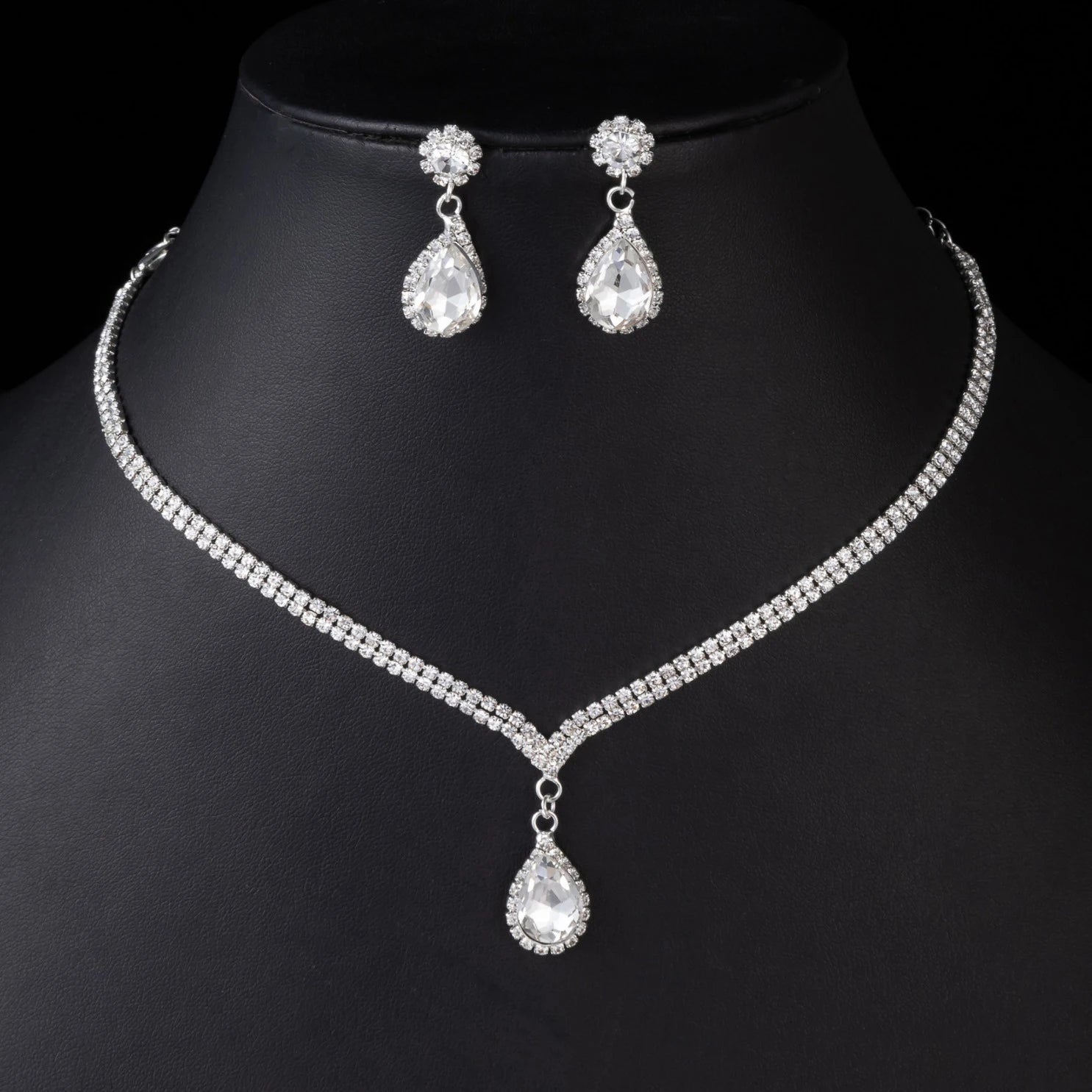 Bridesmaid Jewelry Set for Women Bride Crystal Necklace Earrings Set Bridal Wedding Jewelry Sets Bride