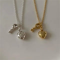 Minimalist 925 Sterling Silver 18k Gold Plated Key and Heart Pendant Necklace for Women