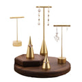 Hot Selling Golden Metal Brass T-Bar Shape Ring Earring Display Stand Jewelry Container Retail Display