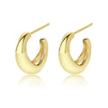 Trending S925 Sterling Silver Earrings Gold Plated Thick C Shape Stud Earrings Jewelry for Girl