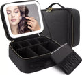 New Arrival Cosmetic Bag With Mirror and Lights Pu Leather Makeup Bag With Full Size Large Mirror Adjustable Led Lights