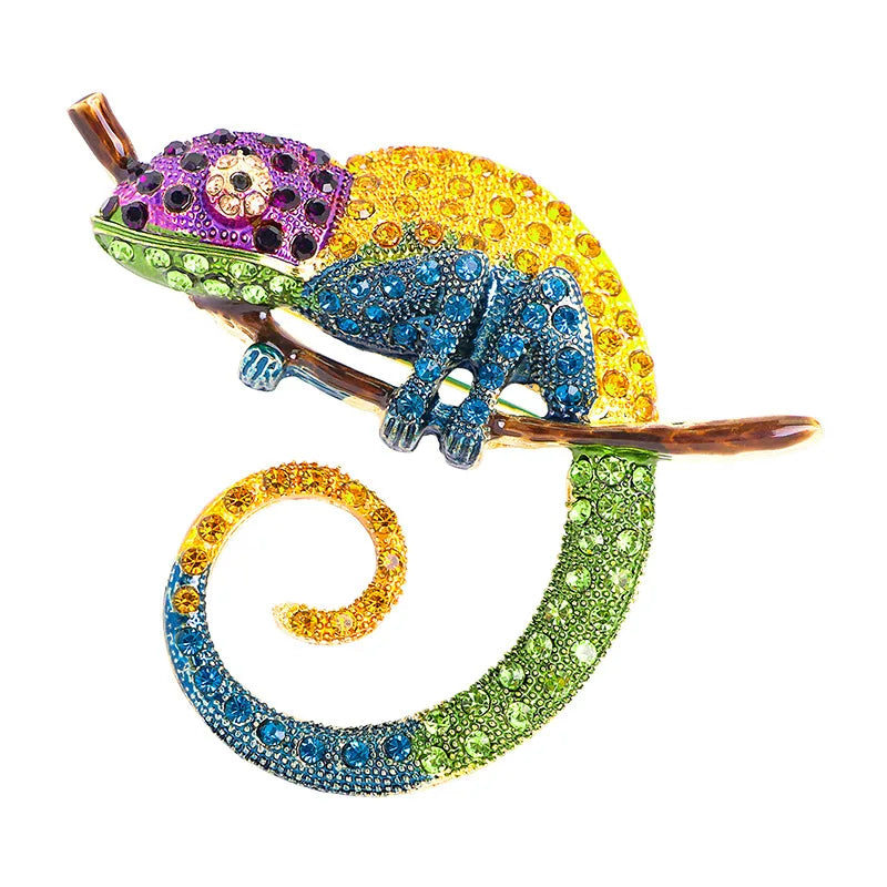 Luoyan Luxury Lizard Chameleon Animal Brooch Pin Clothing Accessories Corsages Scarf Clip Fashion Brooches for Mens Womens Suits
