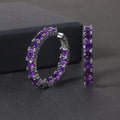RZ0003 Abiding Fine Jewelry Round 5mm Natural Amethyst Gemstone Women Custom Bling Sterling Silver Hoop Earrings