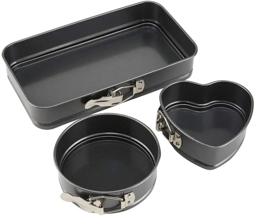 Set of 3 Mini Nonstick and Leakproof Carbon Steel Springform Pans for Baking Cake Pan Mold for Home Kitchen Use