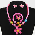 Acrylic Pearl Beads pink and Rose Red Kids Jewelry Girls Christmas Beads Flower Charm Pendant Jewelry Sets for Children