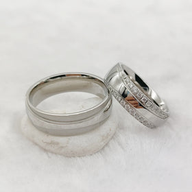Germany Craftsmanship Cz Diamond Wedding Bands Couples Rings Sets for Mne and Women Silver 316l Surgical Stainless Steel Jewelry