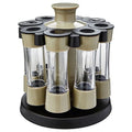 Rotating Kitchen Spice Rack with Glass Seasoning Shaker for Pepper Salt Vegetables Steel Spice Jar Container