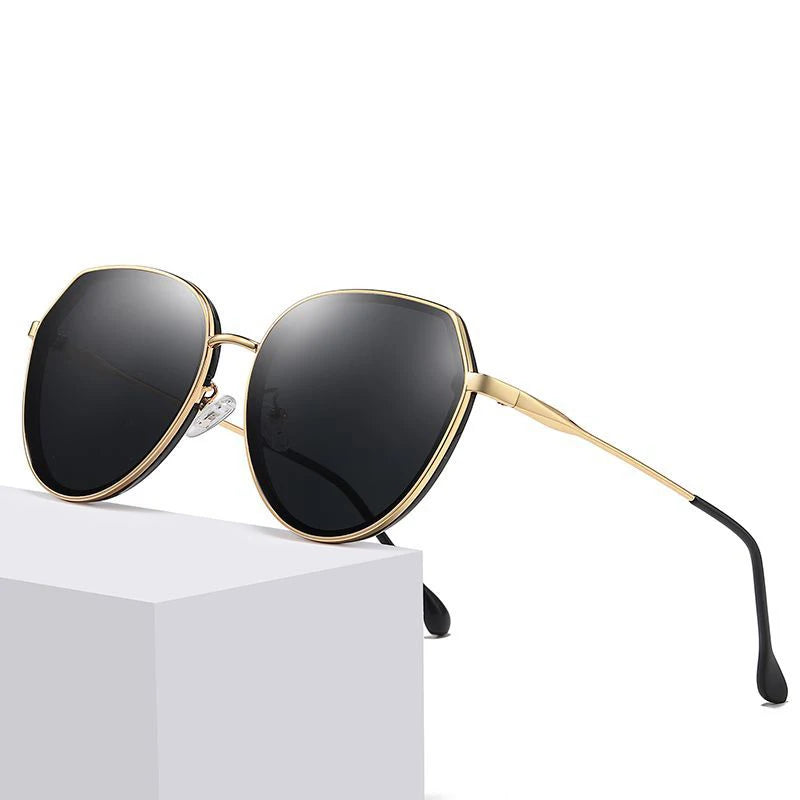 New Fashion Metal Frame Sun Glasses Men Women Luxury Trend Polygon TAC Polarized Sunglasses 2024