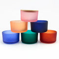 LANGXU Huge Custom Colors Design Big Size Effect Frosted Wide 24 oz 3 Wicks Large Glass Candle Jar with Wood Lid