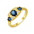 Kirin Jewelry 18K Gold Plated S925 Sterling Silver Wedding Ring with Blue Cubic Zirconia for Engagement or Gift
