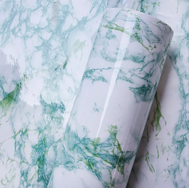 UDK Green Marble Peel and Stick PVC Wallpaper Adhesive Waterproof Wall Decor for Wall and Furniture
