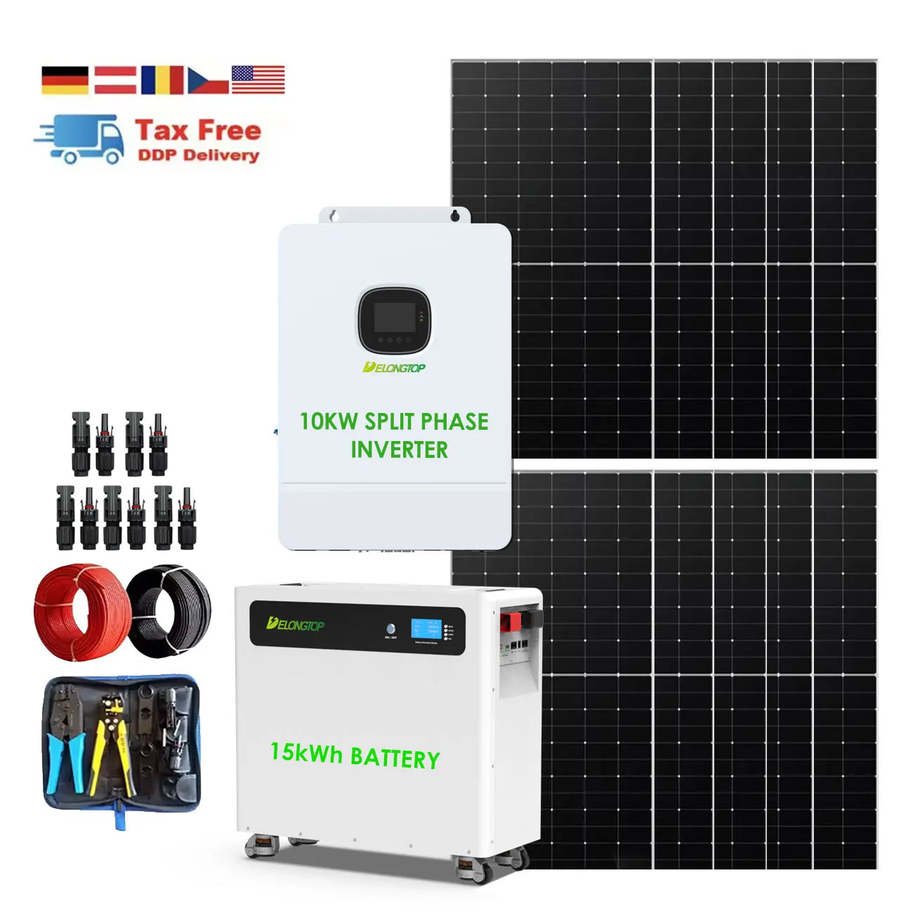 10kW DIY Solar Panel Kit  Complete Home Off-grid 10kw Solar Power Mounting System All-in-One Off Grid PV Kit 10KWH 15KWH 20KWH