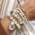 Boho Gemstone Druzy Natural Crystal Bracelets Raw Quartz Geode Astriaea Larvikite Stacking Beaded Bracelet Women