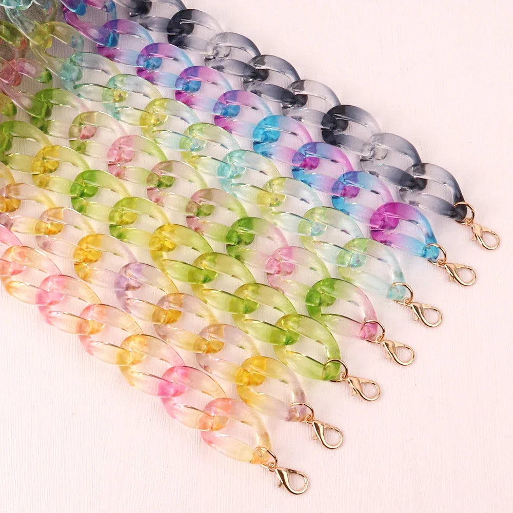 Latest Promotion Price Cute New Fashion Two-Tone Gradient Student Simple Sheer Jelly Chain Earrings Necklace Jewelry Set
