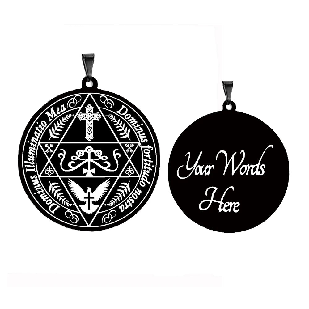 Black Archangel Guardian Angel Reiaiel Saeiah Leratel Haaiah Nithaiah Haiviah Melahel Talisman Stainless Steel Pendant Necklace