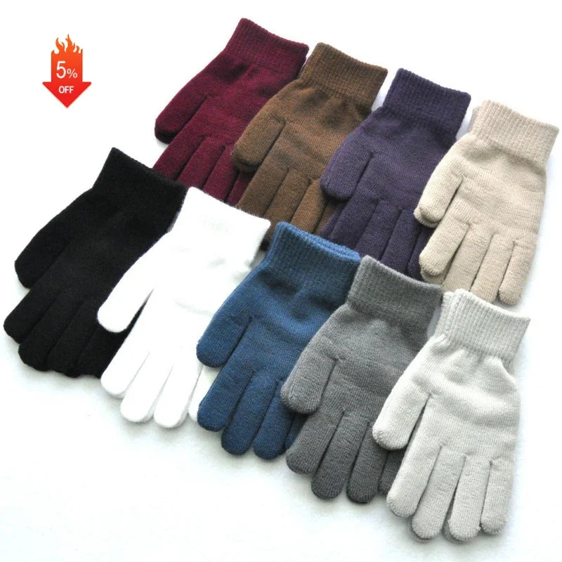 Sample Support Wholesale Plain Thickened Acrylic Woolen Knitted Gloves for Women Men Daily Outdoor Sports Winter Warm Mittens