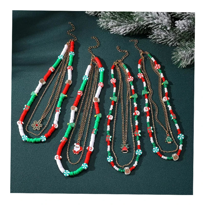 VKME Christmas Jewelry New Sweater Chain Christmas Cartoon Necklace for Women Jewelry