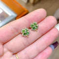 Factory Supply 925 Sterling Silver Natural Tsavorite Gold Vermeil Stud Flower Women Earrings for Anniversary & Party