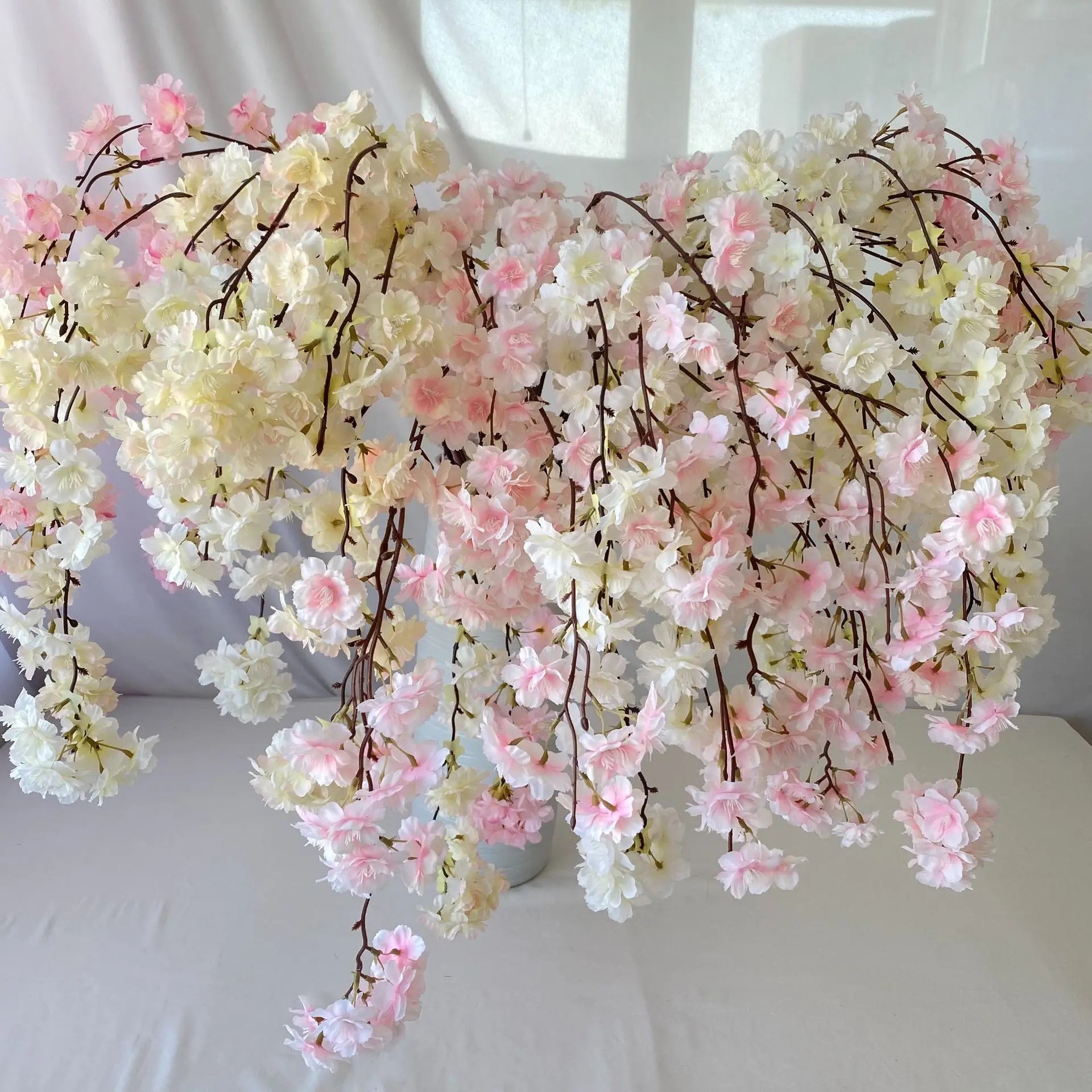 Supplied Manufacturer Long Branch Realistic Artificial Cherry Blossom Flower Bunch Silk Sakura Wedding Mother's Day Graduation