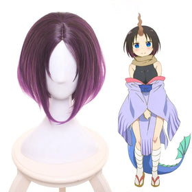 Wholesale Elma Wig 35cm Short Purple Mixed Synthetic Kobayashi Maid Dragon Anime Heat Resistant Cosplay Wig